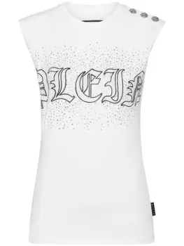 Philipp Plein топ с кристаллами, белый