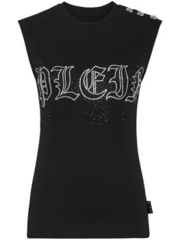 Philipp Plein топ с кристаллами, черный