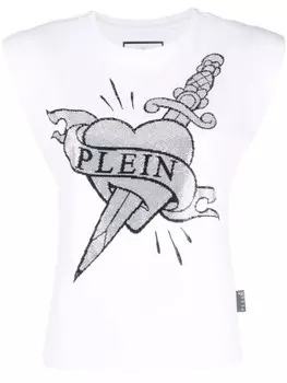 Philipp Plein топ с логотипом, белый