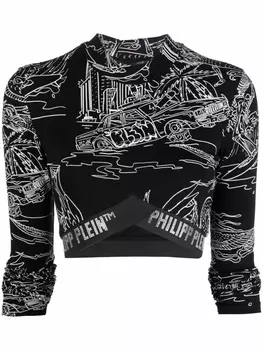 Philipp Plein топ с логотипом, черный