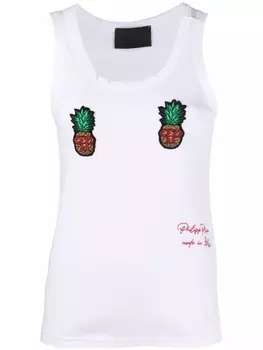 Philipp Plein топ с нашивками, белый