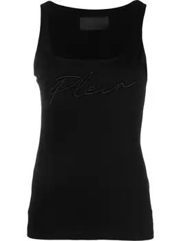Philipp Plein топ с вышитым логотипом, черный