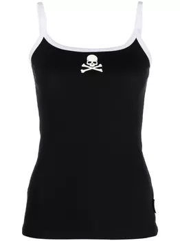 Philipp Plein топ Skull & Bones в рубчик, черный