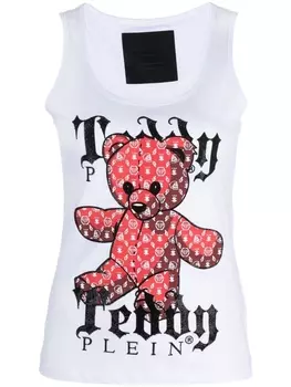 Philipp Plein топ Teddy Plein без рукавов, белый