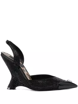 Philipp Plein туфли-лодочки Decollete 105 с кристаллами, черный