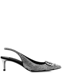 Philipp Plein туфли-лодочки Gothic Plein с открытой пяткой 50 мм, черный