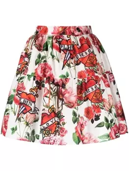 Philipp Plein юбка мини с цветочным принтом, белый