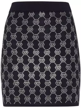 Philipp Plein юбка мини с монограммой, синий