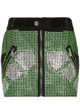 Philipp Plein юбка с кристаллами, зеленый