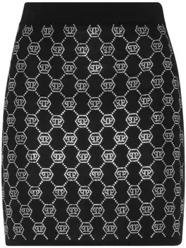 Philipp Plein юбка с монограммой, черный