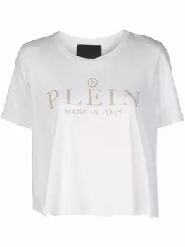 Philipp Plein укороченная футболка Iconic Plein, нейтральный цвет