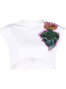 Philipp Plein укороченная футболка Love Tattoo, белый