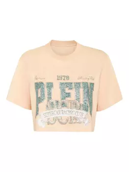 Philipp Plein укороченная футболка с принтом Vintage, нейтральный