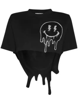 Philipp Plein укороченная футболка Smiley, черный