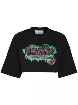 Philipp Plein укороченная футболка Tutti Frutti, черный
