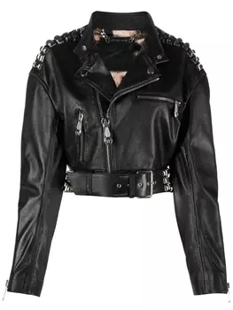 Philipp Plein укороченная куртка с заклепками-шипами, черный