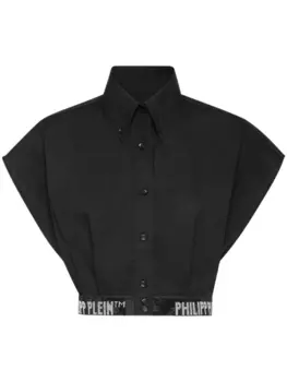 Philipp Plein укороченная рубашка с логотипом, черный