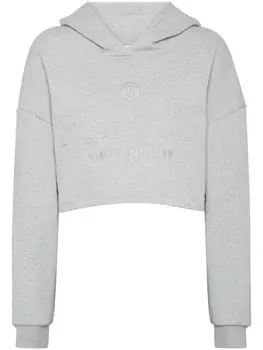 Philipp Plein укороченная толстовка с капюшоном, серый