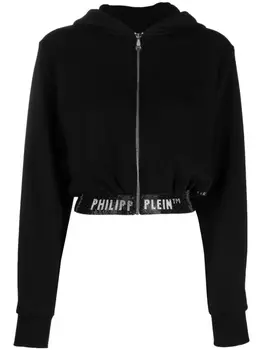 Philipp Plein укороченное худи с логотипом, черный