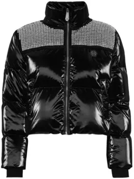 Philipp Plein укороченный пуховик с кристаллами, черный