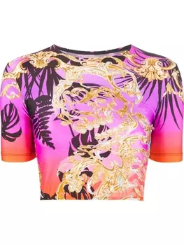 Philipp Plein укороченный топ с декором Skull, фиолетовый