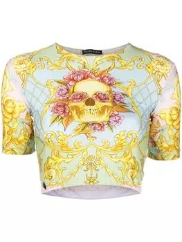 Philipp Plein укороченный топ с принтом Baroque, зеленый