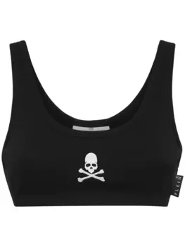 Philipp Plein укороченный топ Skull & Bones, черный