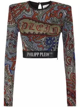Philipp Plein укороченный топ со стразами, разноцветный