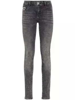 Philipp Plein узкие джинсы с сердечками, серый