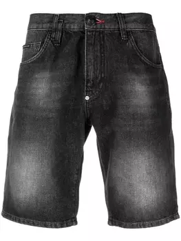 Philipp Plein washed denim shorts, черный