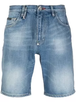 Philipp Plein washed denim shorts, синий
