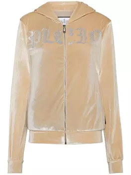 Philipp Plein велюровое худи Gothic Plein, нейтральный цвет