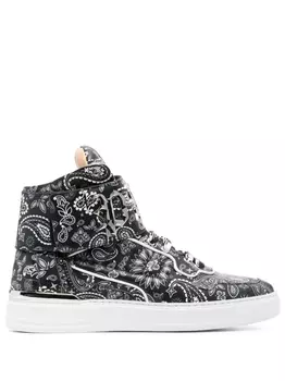 Philipp Plein высокие кроссовки с принтом пейсли, черный