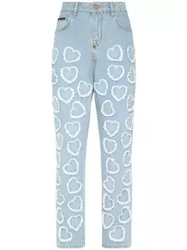 Philipp Plein зауженные джинсы с нашивкой-логотипом, синий