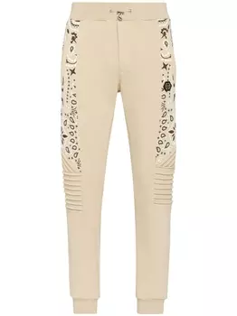 Philipp Plein зауженные спортивные брюки с принтом, нейтральный цвет
