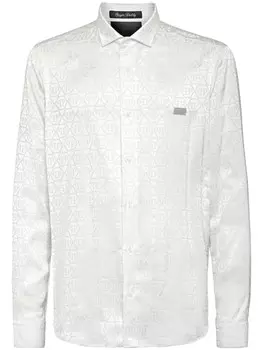 Philipp Plein жаккардовая рубашка с монограммой, белый