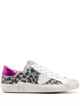 Philippe Model кеды Paris с блестками, серебристый