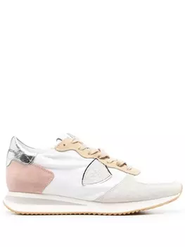 Philippe Model logo patch lace-up sneakers, белый