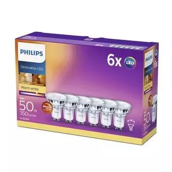 Philips 8718696721674 Отражатель с регулируемой цоколем 5 Вт (50 Вт), GU10, WarmGlow, Spot 16361, серебро