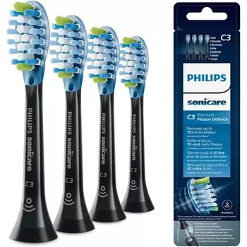 Philips Sonicare Original C3 Premium Plaque Defense Standard Sonic насадки для зубных щеток, 4 шт. в упаковке, черные, модель HX9044/33, 4 шт.