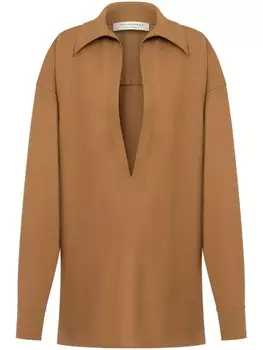 Philosophy Di Lorenzo Serafini блузка с V-образным вырезом и длинными рукавами, коричневый