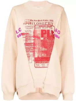Philosophy Di Lorenzo Serafini деконструированная толстовка с графичным принтом, нейтральный цвет