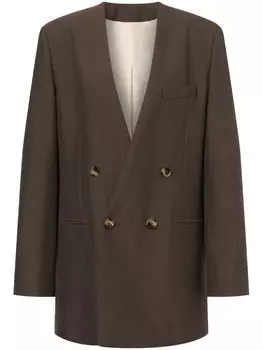 Philosophy Di Lorenzo Serafini двубортный блейзер без лацканов, коричневый