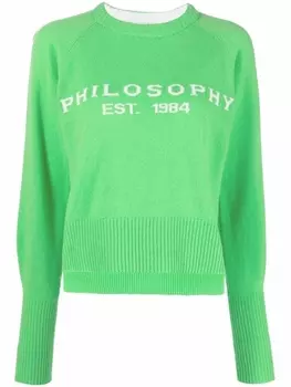 Philosophy Di Lorenzo Serafini джемпер вязки интарсия с логотипом, зеленый