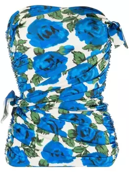 Philosophy Di Lorenzo Serafini floral-print strapless top, синий