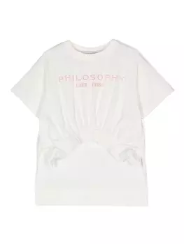 Philosophy Di Lorenzo Serafini футболка с асимметричным подолом и вышитым логотипом, белый