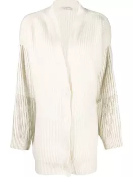 Philosophy Di Lorenzo Serafini кардиган в рубчик с пайетками, нейтральный цвет