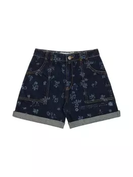 Philosophy Di Lorenzo Serafini Kids джинсовые шорты прямого кроя с цветочным принтом, синий