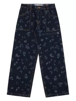 Philosophy Di Lorenzo Serafini Kids джинсы прямого кроя с цветочным принтом, синий