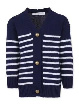 Philosophy Di Lorenzo Serafini Kids полосатый кардиган с v-образным вырезом, синий
